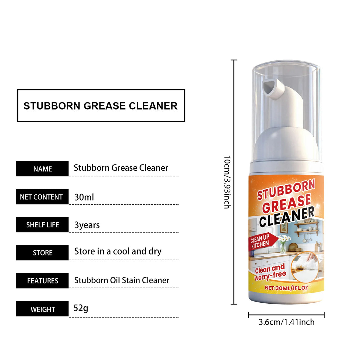 Kitchen Grease Foam Cleaner | Stove & Range Hood Degreaser Kitchen Degreaser Spray QXL