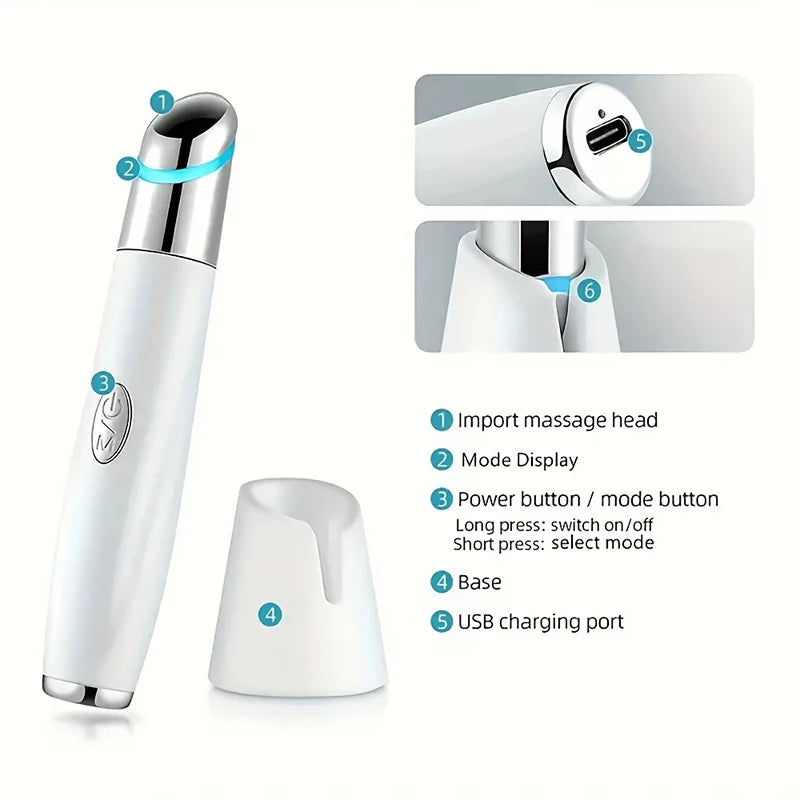 3-Color LED Eye Beauty Wand | Warm Compress & Vibration LED Eye Beauty Wand QXL