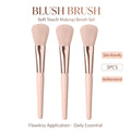KOSSHOW 3-Pc Blush, Contour & Highlighter Brush Set Makeup Brush Set QXL Pink