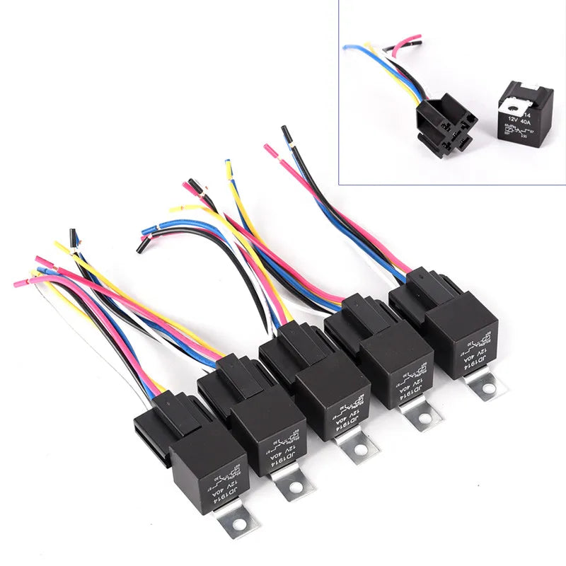 12V 40A 5-Pin Waterproof Automotive Relay with Socket Automotive Relay QXL