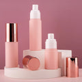 Airless Pump Spray Bottle 30ml 60ml | Pink Aluminum Cap Refillable Spray Bottle QXL rose Pink matte 30ml