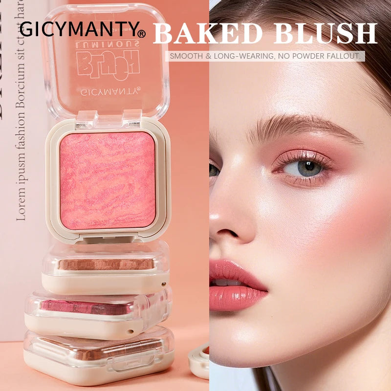 GICYMANTY Baked Blush Powder | High-Pigment, Oil Control Baked Blush Powder QXL
