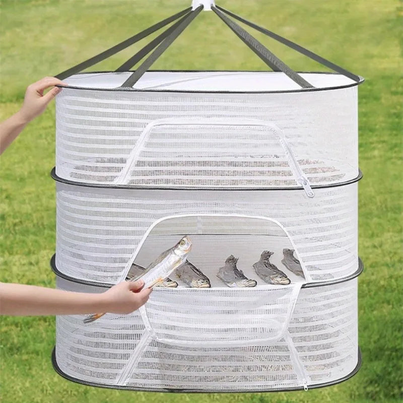 3-Tier Foldable Mesh Drying Rack with Zipper | Collapsible Foldable Drying Rack QXL