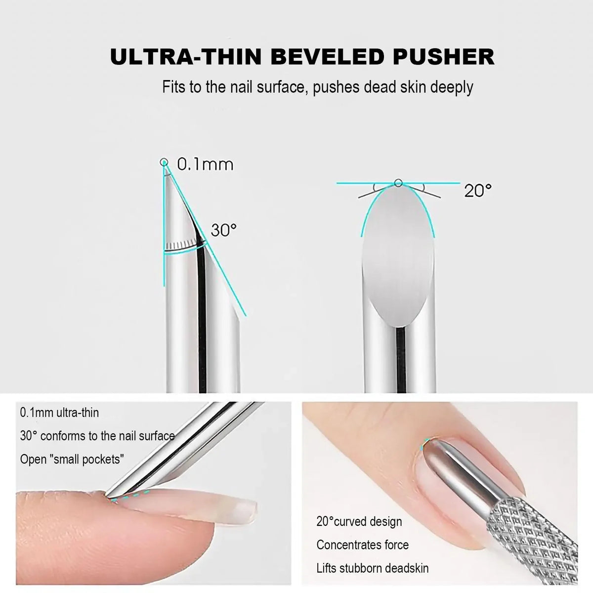 Stainless Steel Cuticle Pusher & Remover Manicure Pen – 20 Pcs Cuticle Pusher Tool QXL