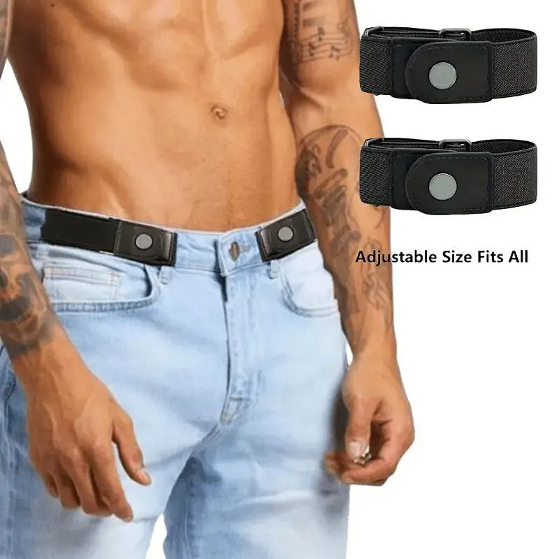 2-Pack Elastic No-Buckle Invisible Belt | Unisex Stretch Elastic Invisible Belt QXL