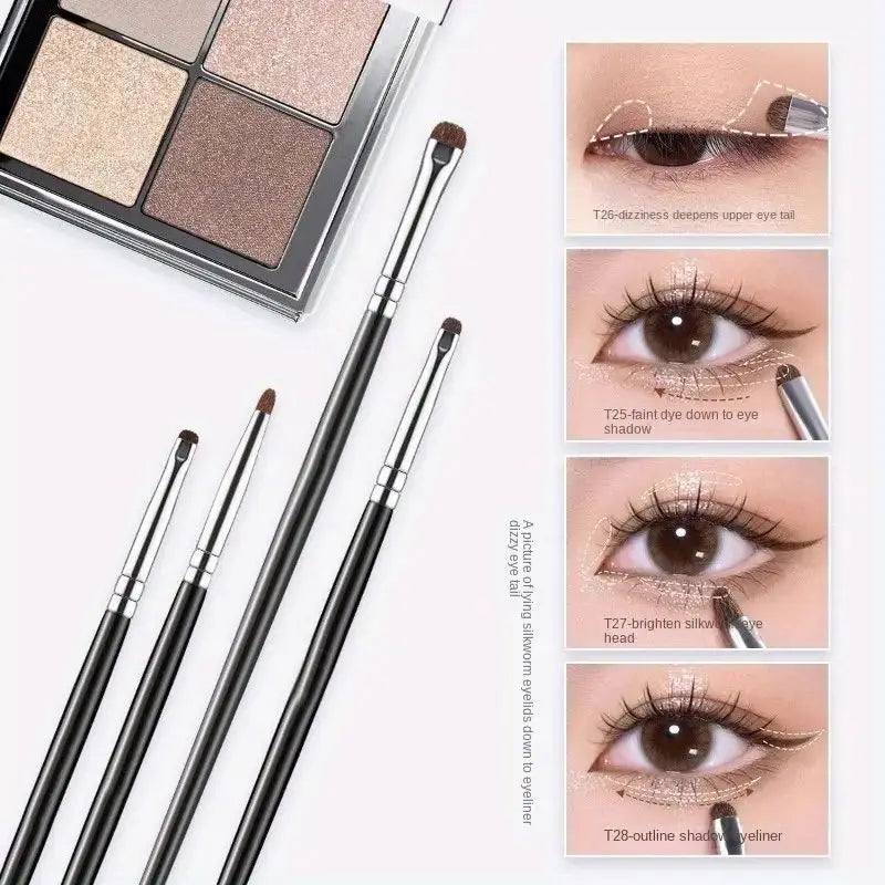4-Piece Eye Smudge Brush Set | Eyeshadow & Eyeliner Blending Eye Makeup Brush Set QXL