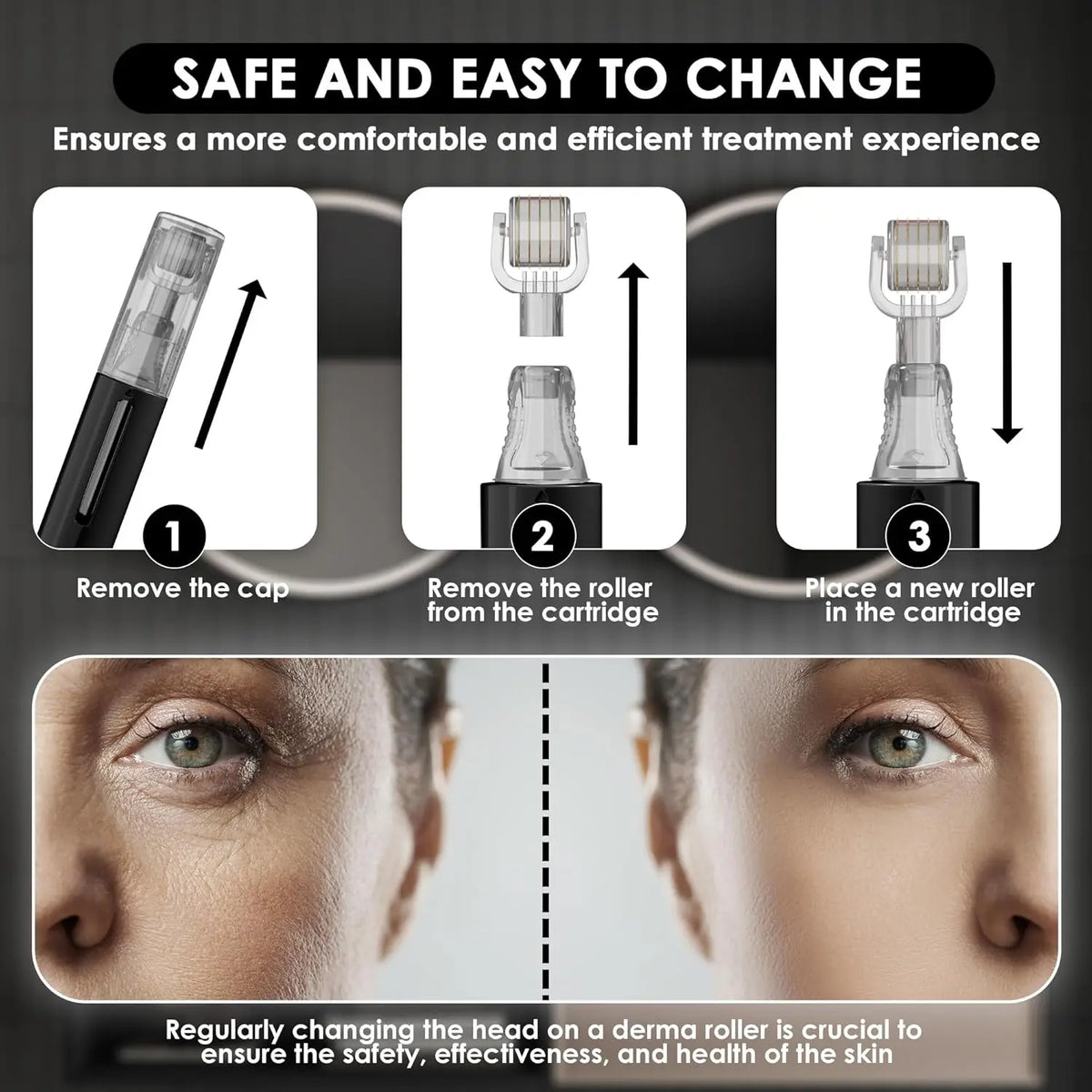 105-Pin Titanium Derma Roller – Face, Beard & Eyebrow Tool Derma Roller QXL