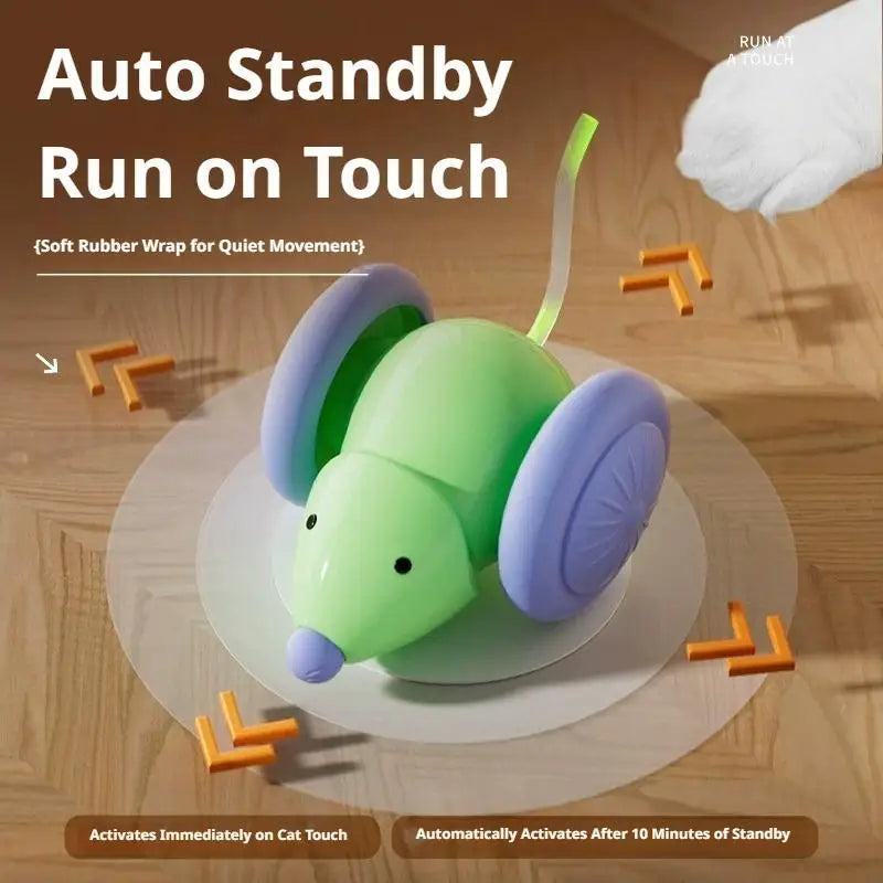USB Rechargeable Automatic Moving Mouse Cat Toy with Lights Interactive Cat Toy QXL