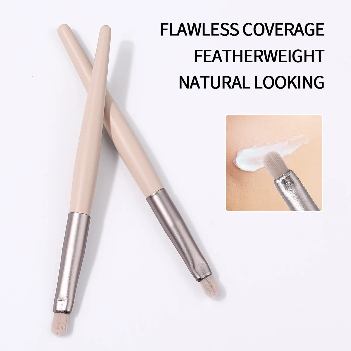 KOSSHOW 2-Pack Mini Concealer Brush Set | Wooden Handle Concealer Brush Set QXL