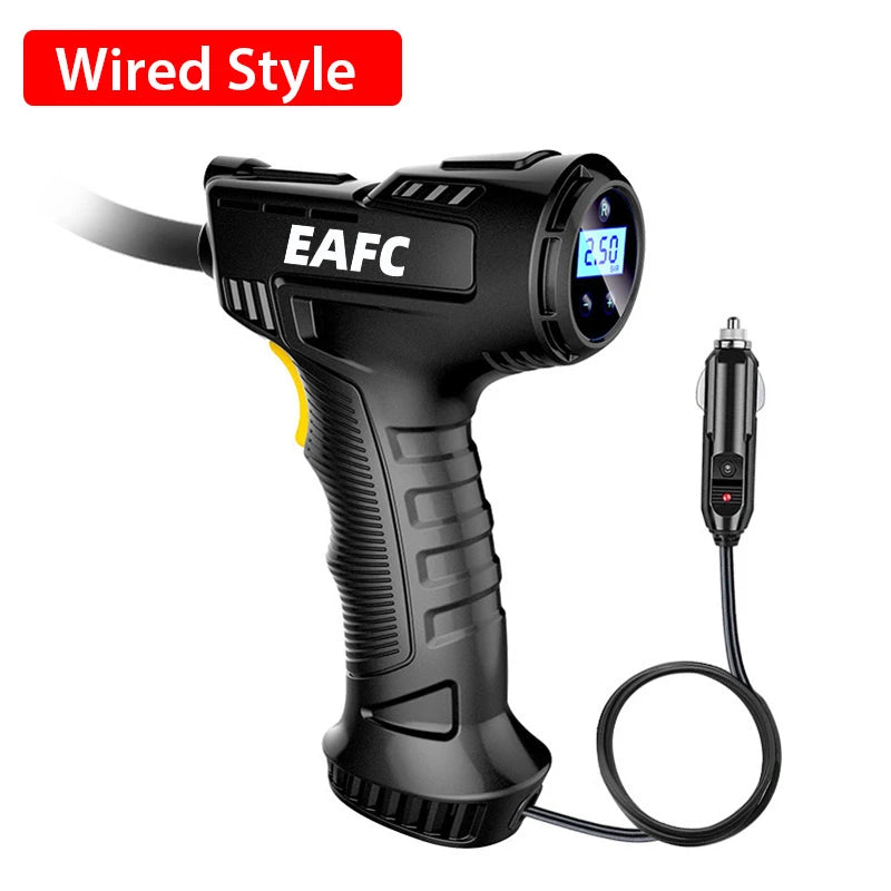 EAFC 120W Wireless Car Tire Inflator | Digital Air Compressor Tire Inflator QXL Wire Style