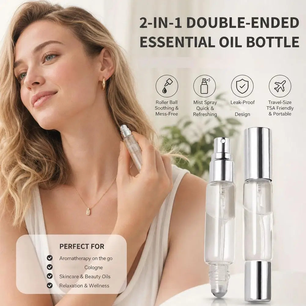 10ml Dual-Head Refillable Perfume Spray & Roll-On Bottle Refillable Perfume Bottle QXL