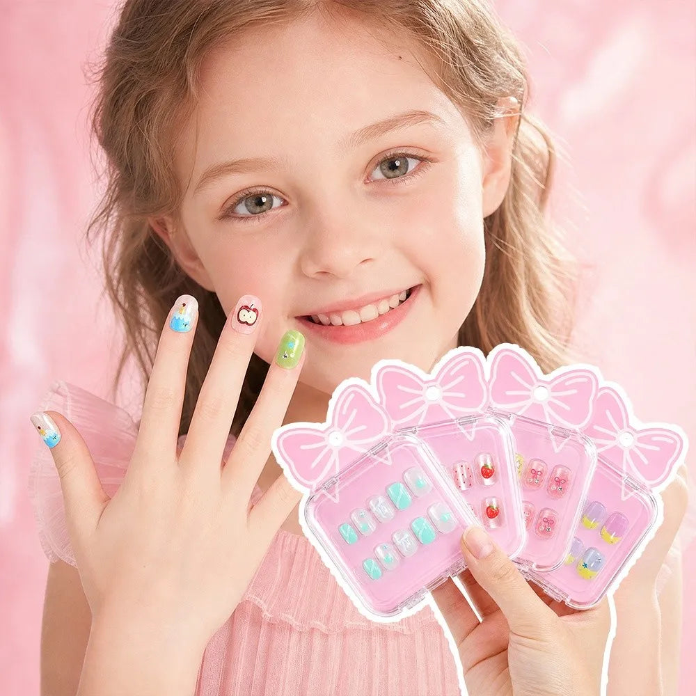 Kids Cat's Eye Press On Nails – Cute Short Detachable Set Kids Press On Nails QXL