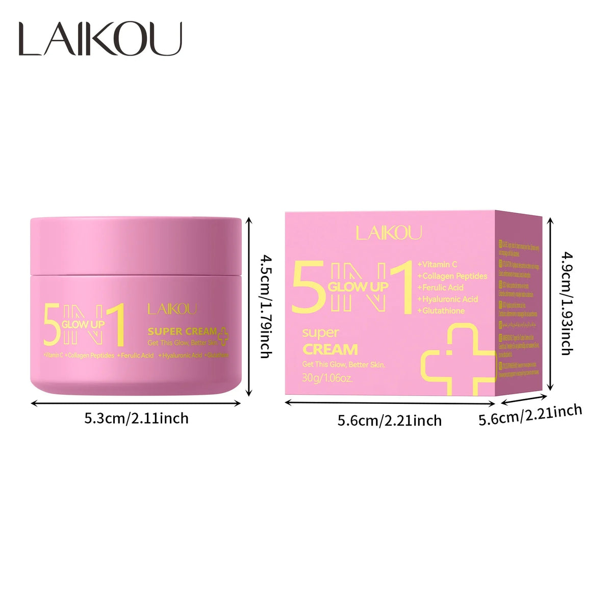 LAIKOU 5-in-1 Hydrating Face Cream 30g | Glow Up Skincare Hydrating Face Cream QXL 1
