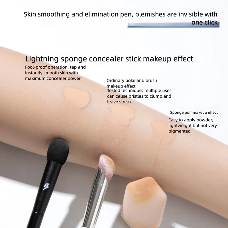 2-Piece Sponge Concealer Brush Set | Round Head & Finger Pad Concealer Brush Set QXL