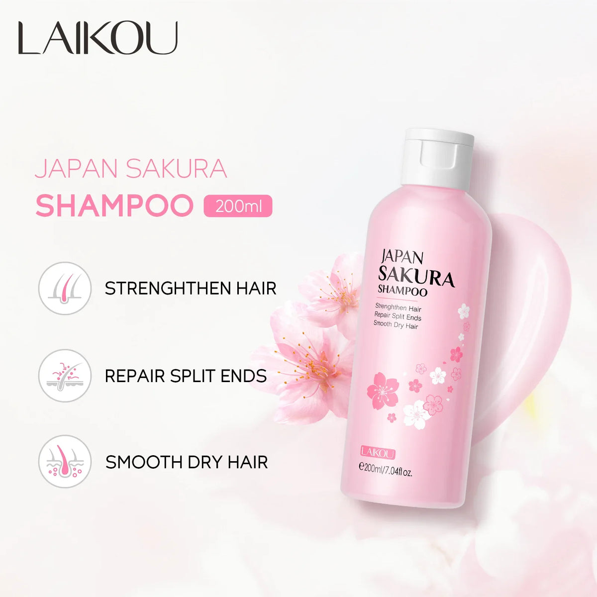 LAIKOU Sakura Shampoo & Conditioner – Cherry Blossom 200ml Shampoo & Conditioner QXL