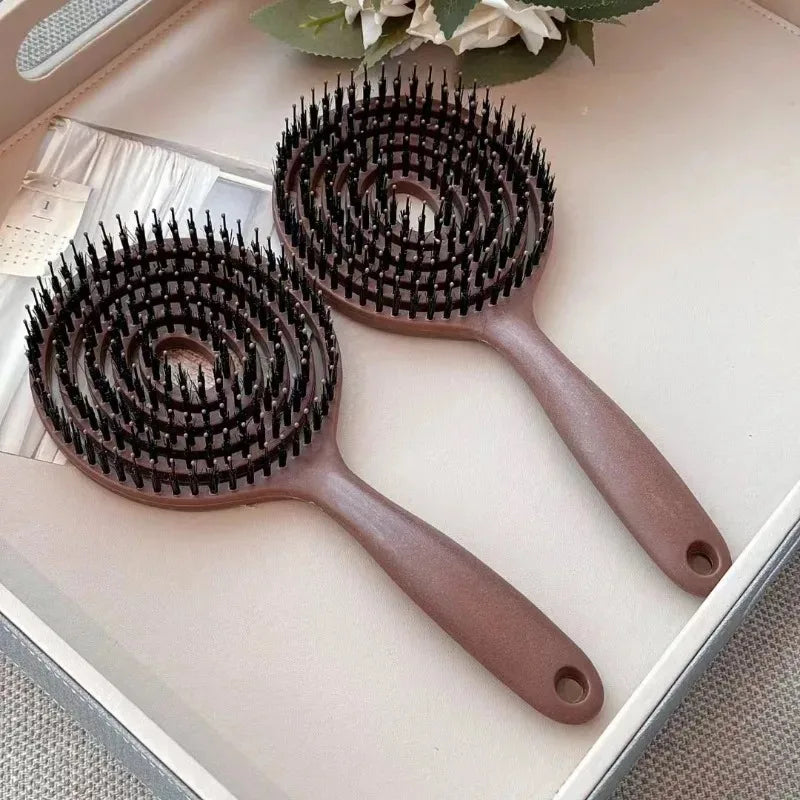 Boar Bristle Round Detangling Hair Brush | Volume & Scalp Round Hair Brush QXL