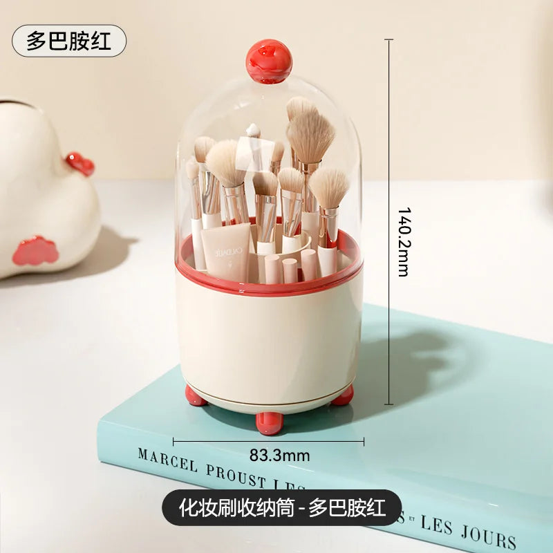 360° Rotating Makeup Brush Holder with Dustproof Lid Makeup Brush Organizer QXL