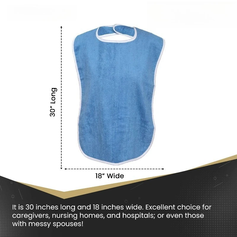 Waterproof Adult Bibs for Elderly Men & Women | Washable Adult Mealtime Bib QXL
