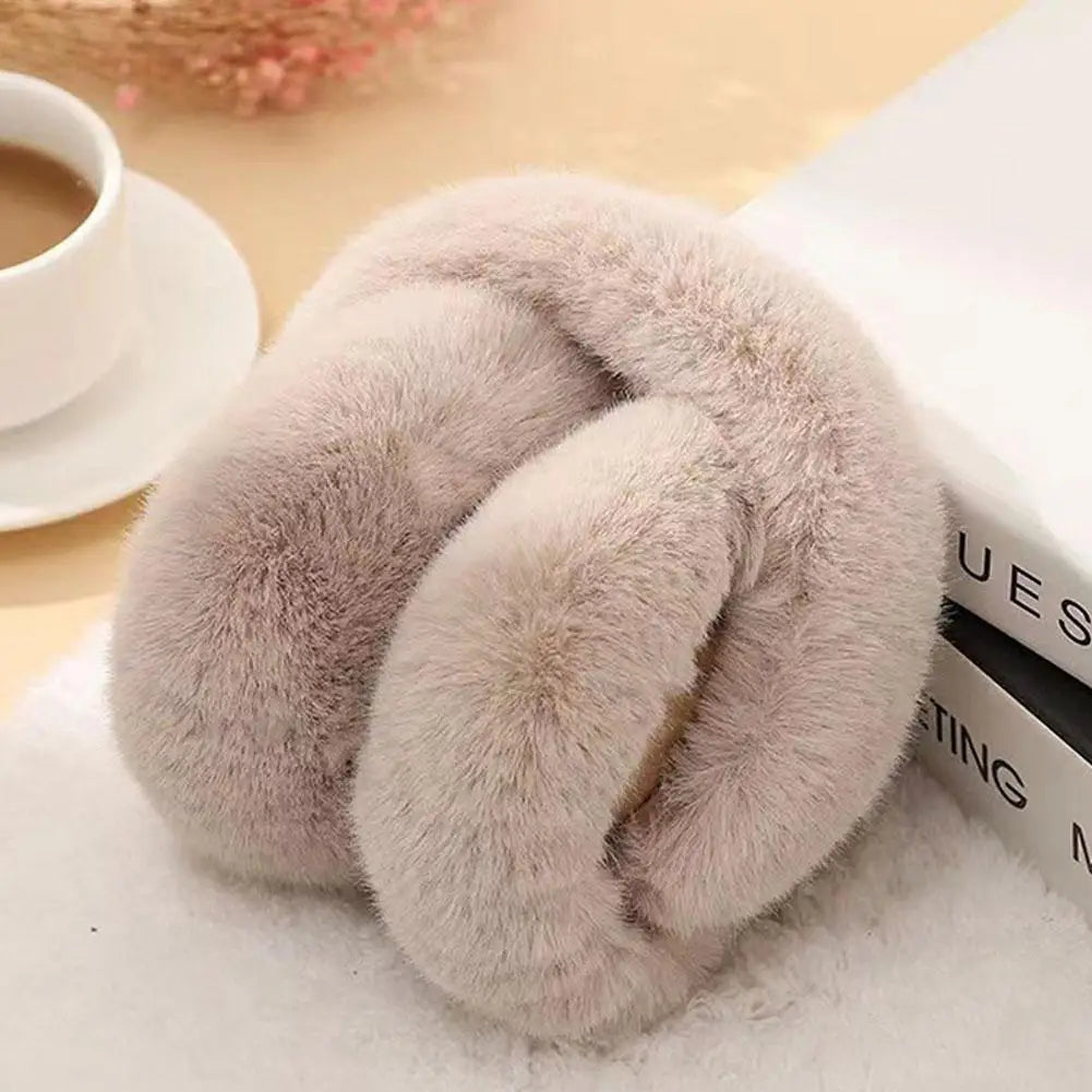 Foldable Faux Fur Earmuffs – Soft Plush Winter Ear Warmers Winter Earmuffs QXL