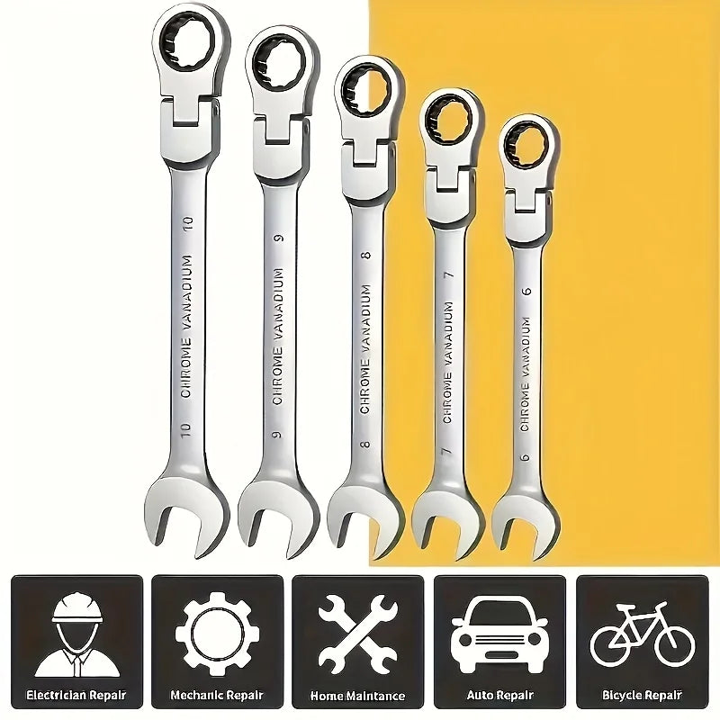 Adjustable Ratchet Wrench Set 3/5pc – 2-in-1 Metal Tool Kit Ratchet Wrench Set QXL