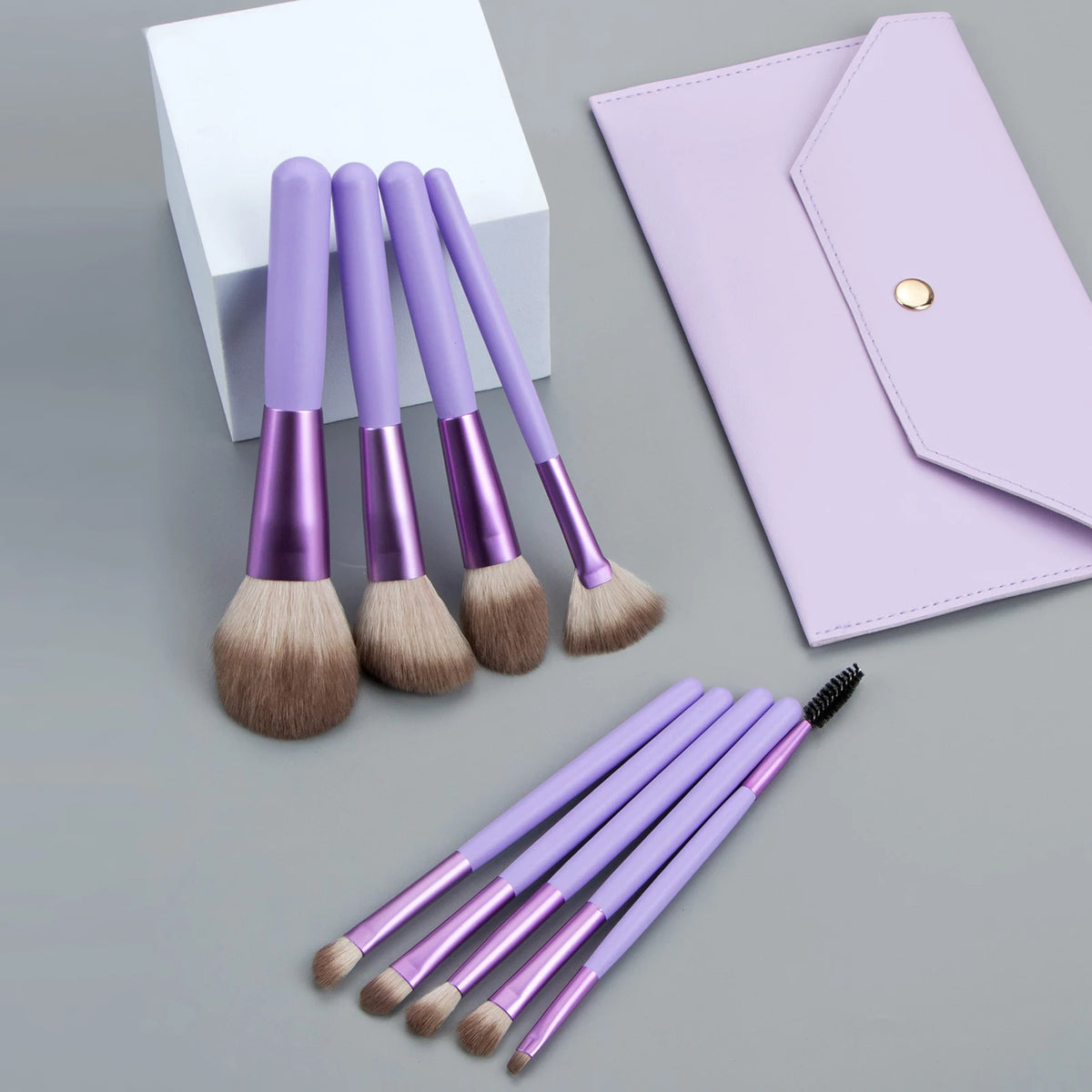 Ronshadow 9-Pc Makeup Brush Set with Snap Storage Bag Makeup Brush Set QXL