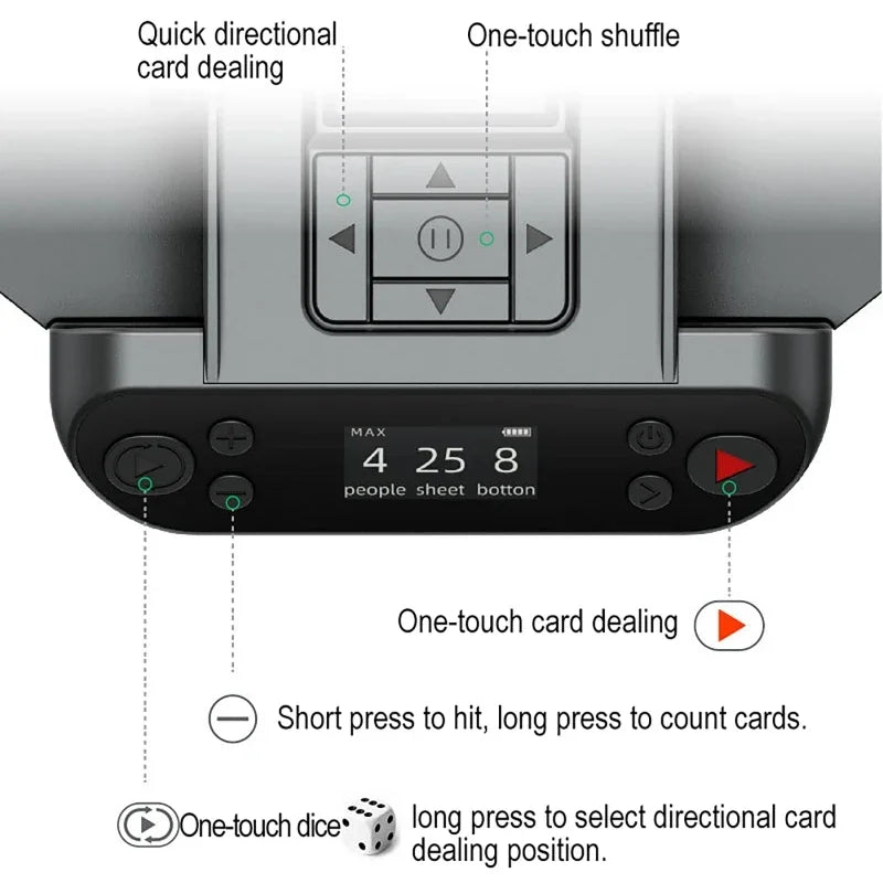 360° Automatic Card Shuffler & Dealer Machine | OLED Display Card Shuffler Machine QXL