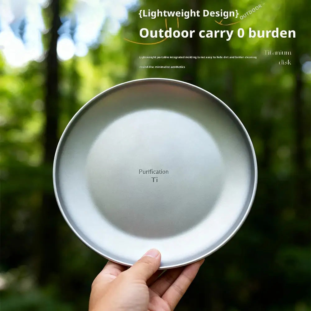Titanium Camping Plate | Stackable Lightweight Outdoor Dinnerware Camping Dinnerware Plate QXL