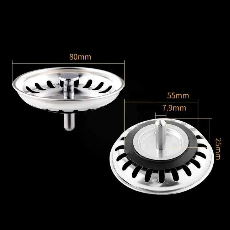 2-Pack Stainless Steel Sink Strainer & Drain Stopper Filter Sink Strainer QXL