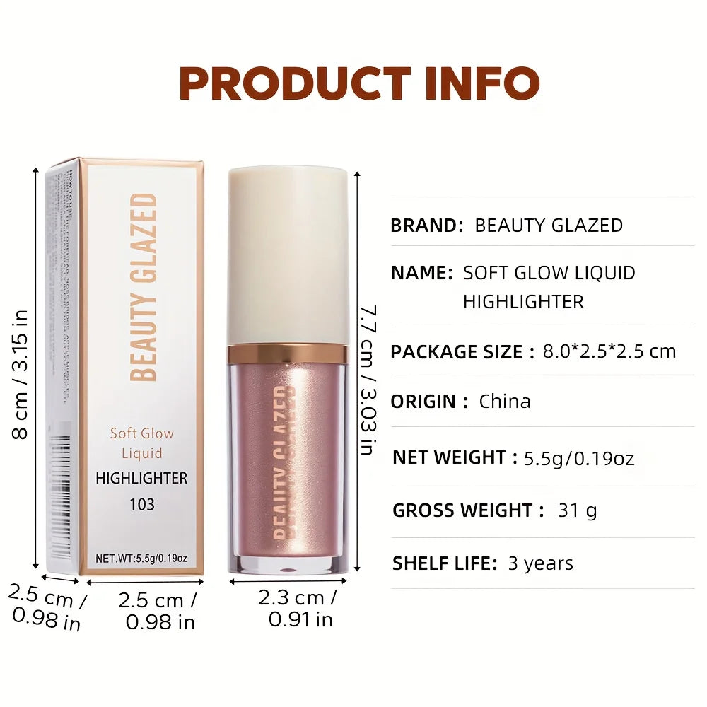 Beauty Glazed 6-Color Liquid Highlighter – Shimmer Metallic Glow Liquid Highlighter QXL