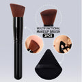 KOSSHOW Foundation Brush & Powder Puff 2-Pc Set | Streak-Free Makeup Brush Set QXL black