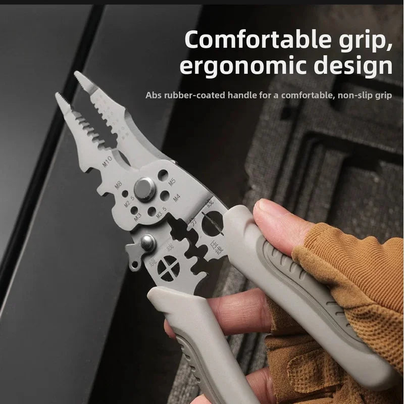8.5" Stainless Steel Electrical Pliers – Wire Stripper & Crimper Electrical Pliers QXL