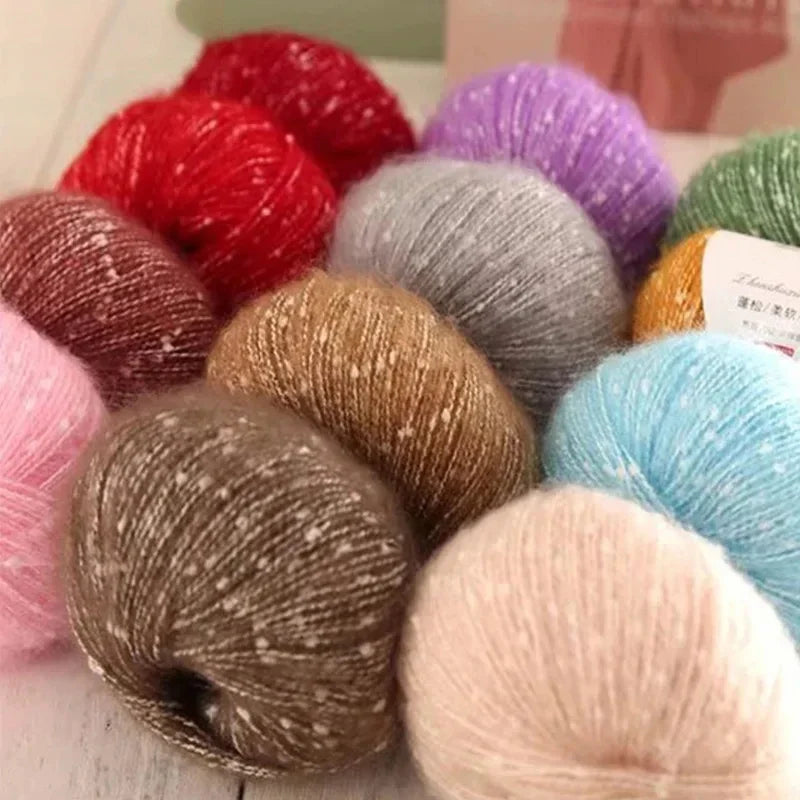 Pearl Mohair Yarn DIY Knitting Wool Blend Thread 30g 144m Mohair Knitting Yarn QXL