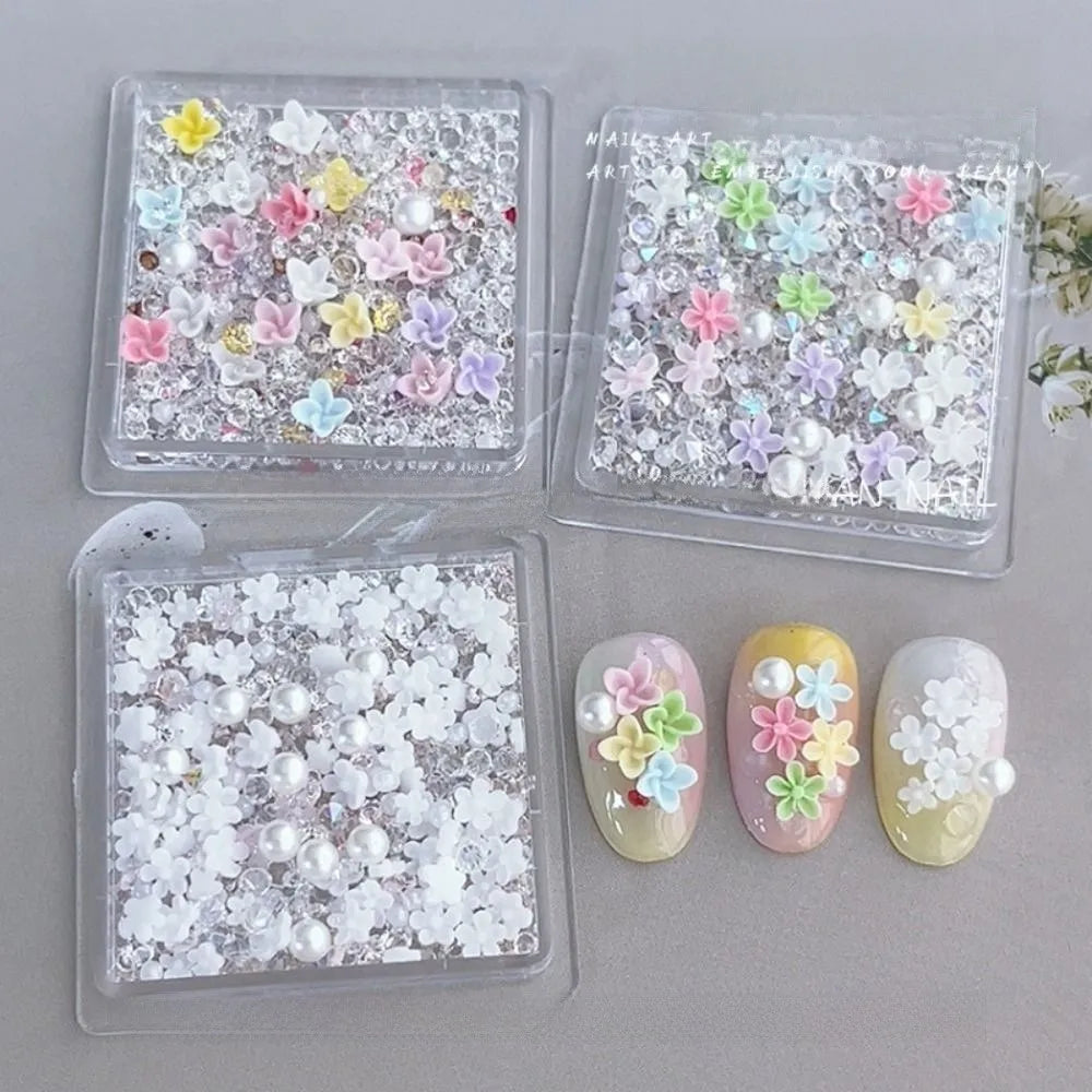 Floral Pearl Nail Art Charms | DIY Manicure Decoration Box Nail Art Charms QXL
