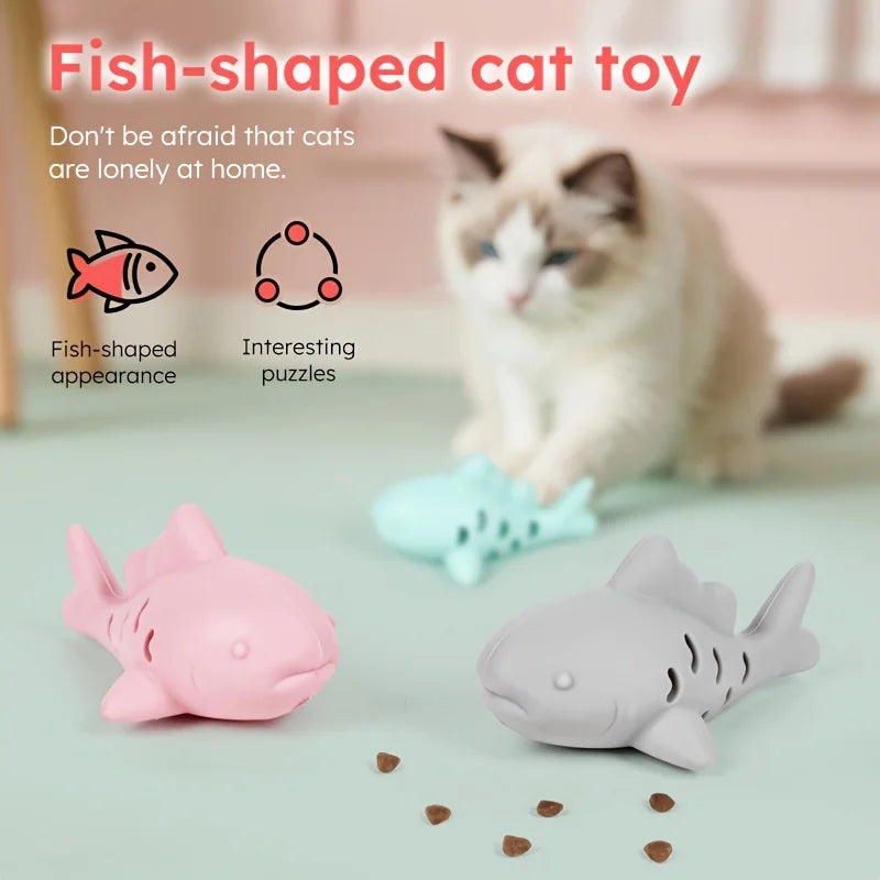Silicone Fish Chew Toy & Treat Dispenser for Small Pets Pet Chew Toy QXL