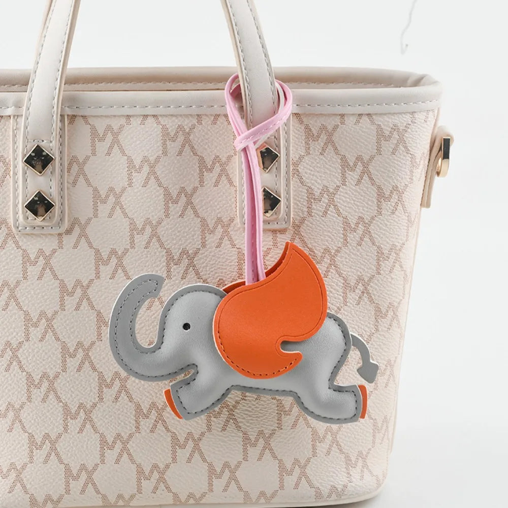 Elephant Bag Charm PU Leather Keychain Pendant | Gift for Her Bag Charm Keychain QXL