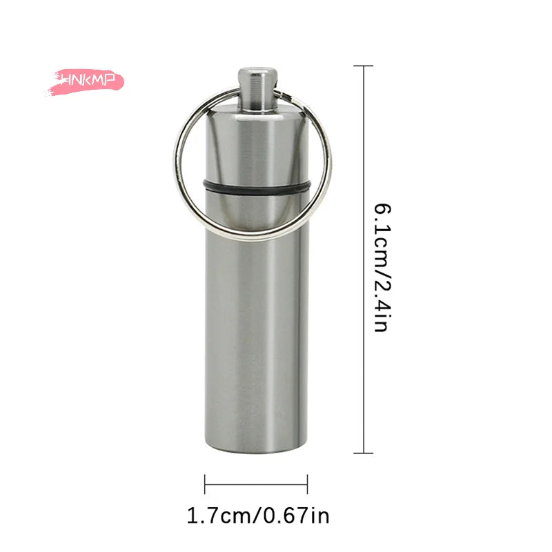 Waterproof Aluminum Pill Box Keychain | Portable Travel Case Pill Box Keychain QXL