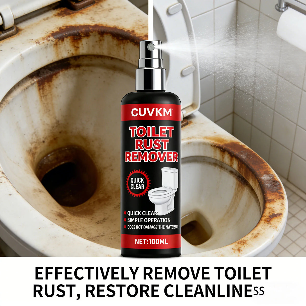 Toilet Rust Remover Spray | Bathroom Ceramic Stain Cleaner Bathroom Rust Remover QXL
