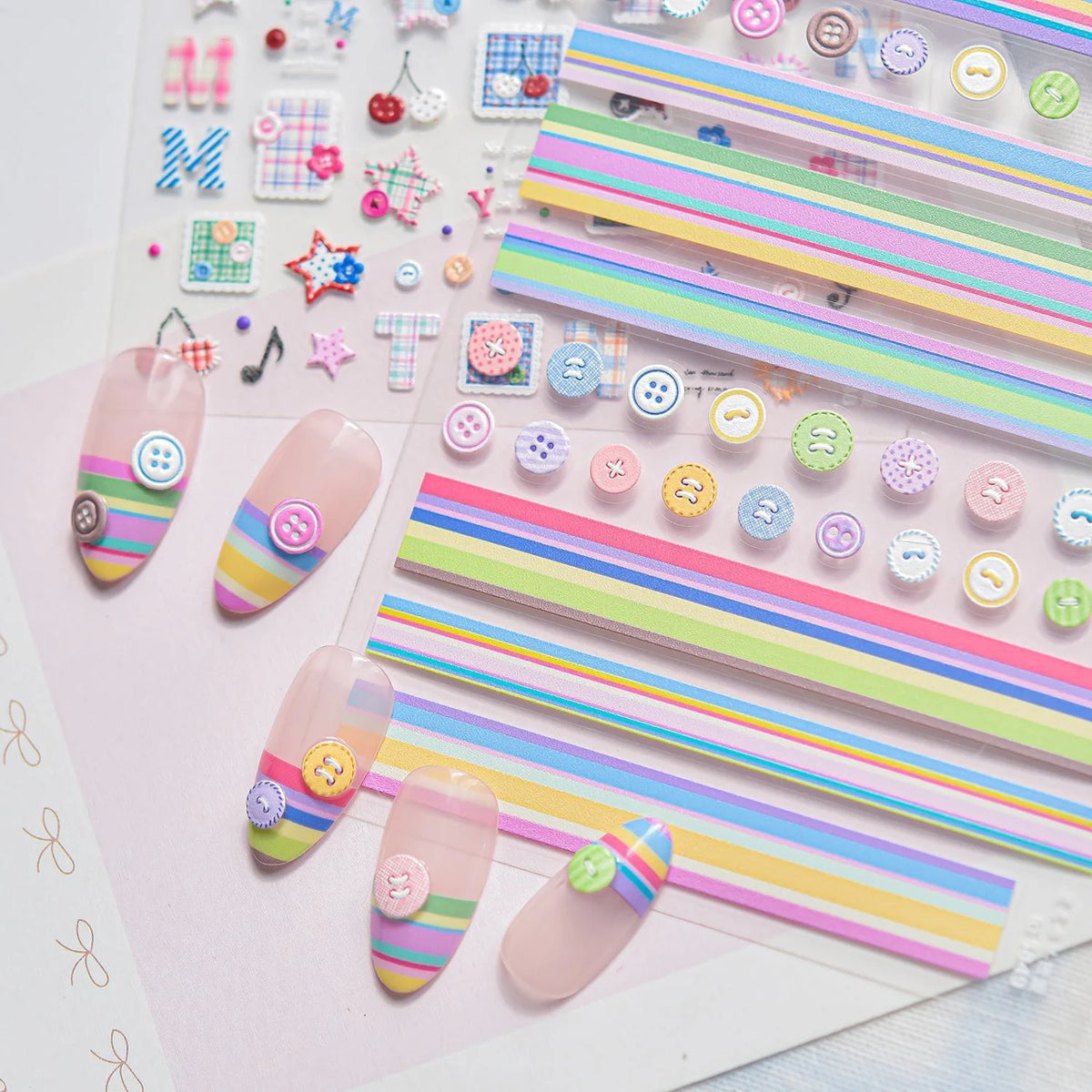 5D Nail Art Stickers – Stripes, Hearts, Stars & Rainbow Decals Nail Art Stickers QXL