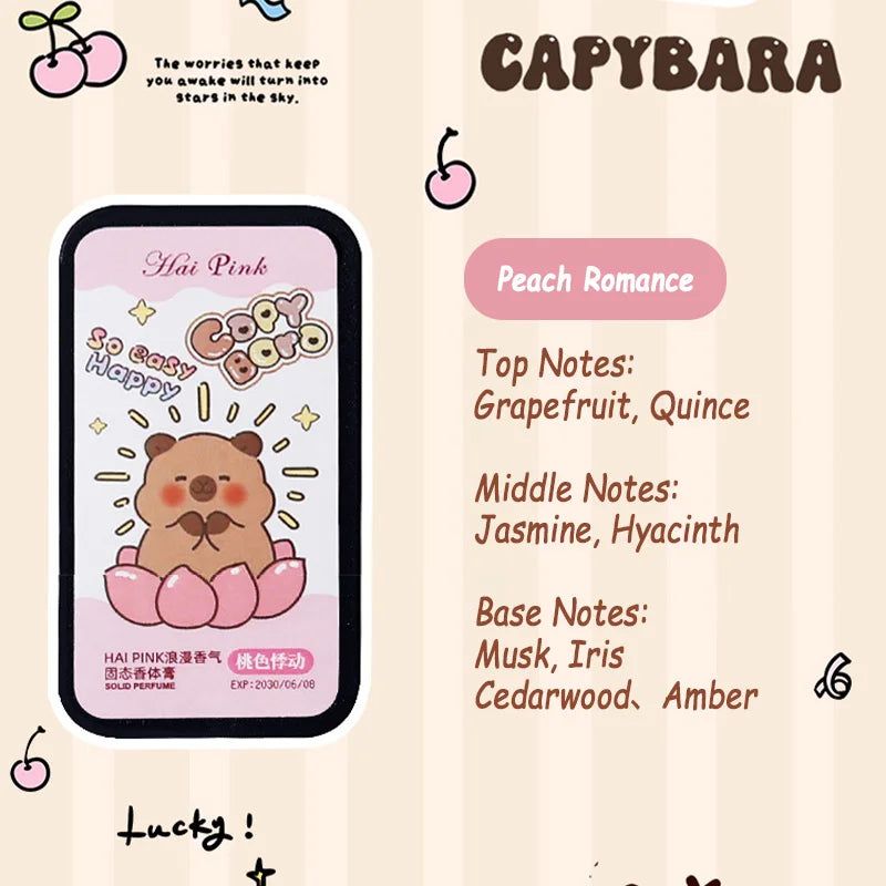 4-Pc Capybara Solid Perfume Balm Set | Portable Floral Scent Solid Perfume Set QXL
