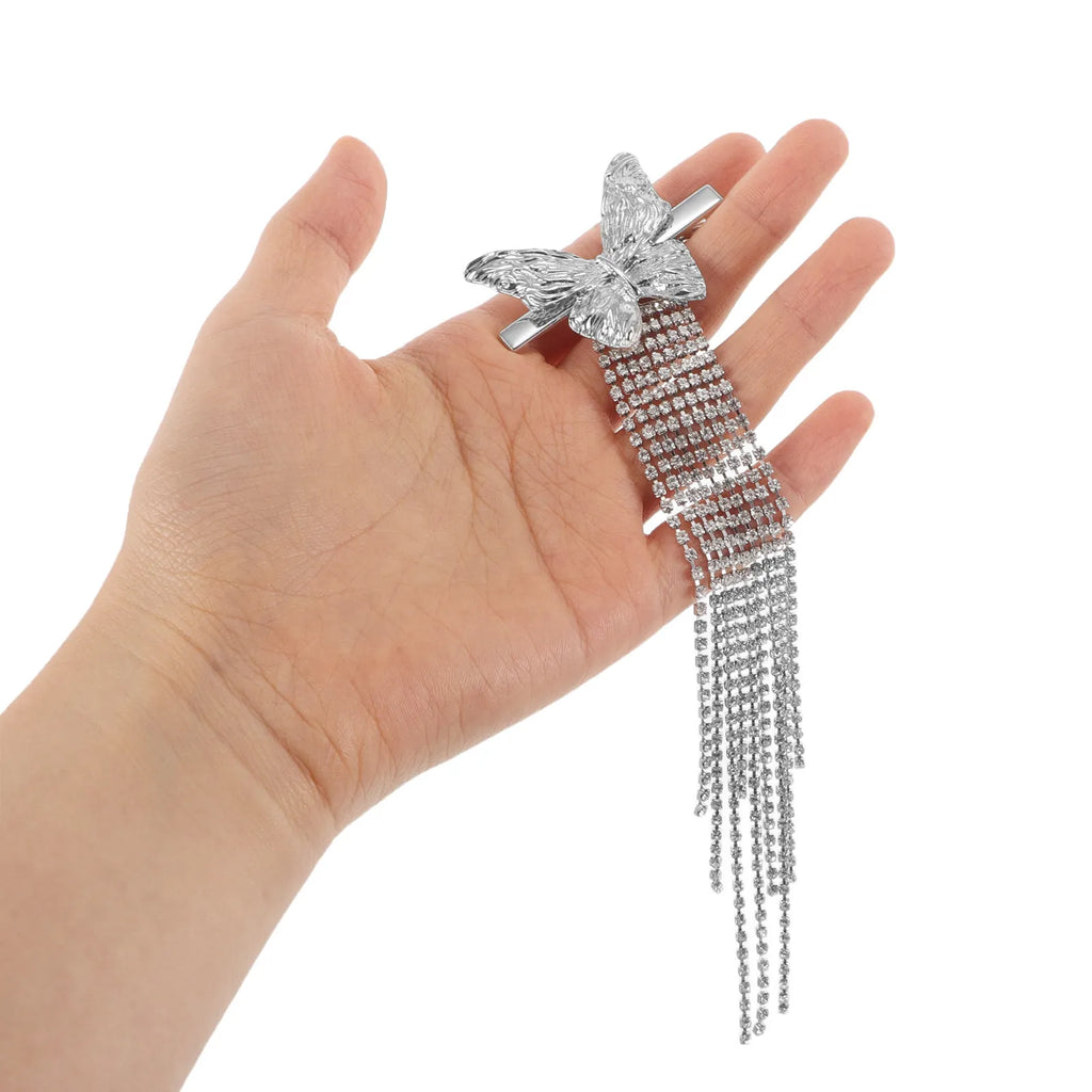 Rhinestone Butterfly Tassel Hair Clips | 2-Pack Alligator Barrettes Hair Clips Barrettes QXL Default Title