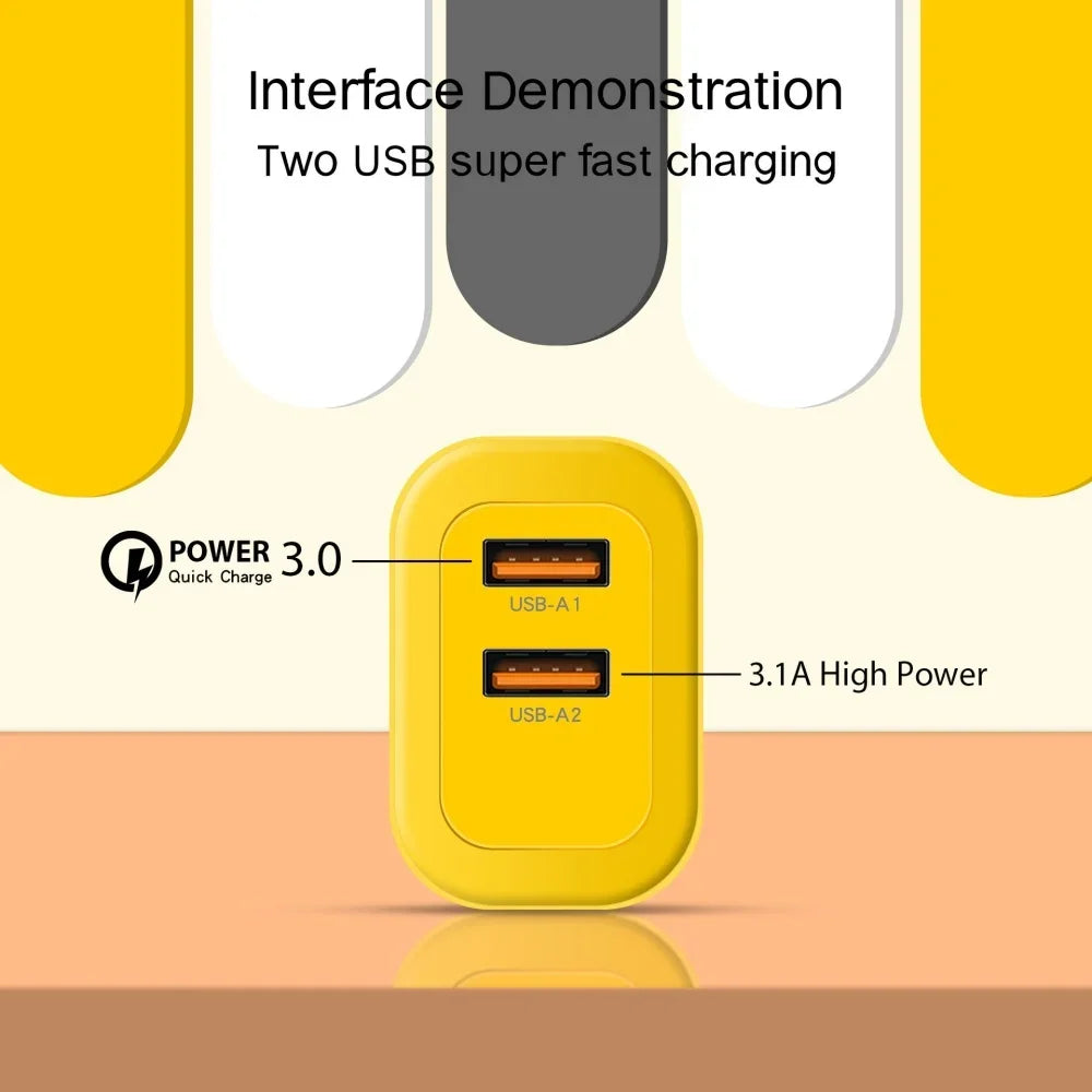 40W Dual USB Fast Charger Wall Adapter | EU & US Plug USB Wall Charger QXL