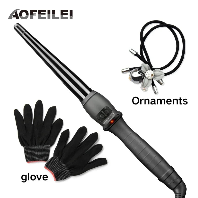 Ceramic Cone Hair Curling Iron | Digital Temp Wand Styler Hair Curling Iron QXL