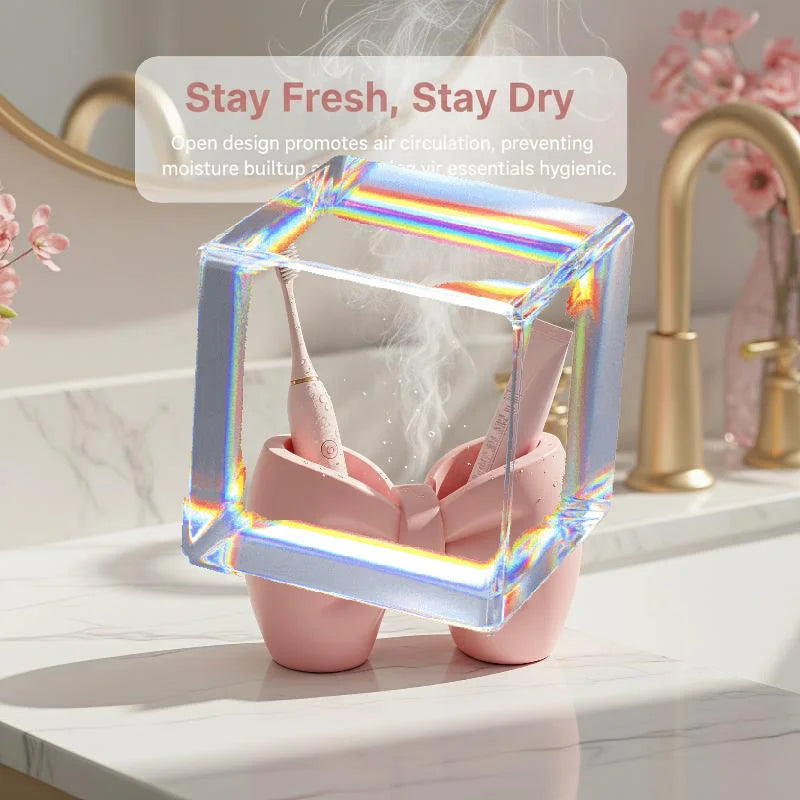 Bow-Shaped Toothbrush & Toothpaste Holder | Bathroom Organizer Toothbrush Holder QXL