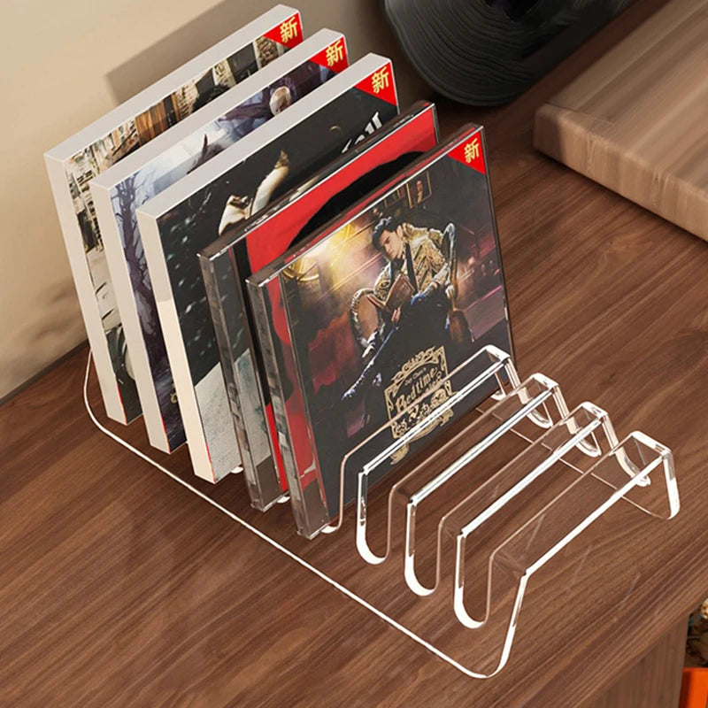 Transparent CD Vinyl Record Display Rack | Countertop Organizer Media Display Rack QXL