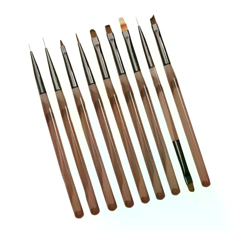 9-Piece Nail Art Brush Set | Gel Liner Ombre & Carving Pens Nail Art Brush Set QXL