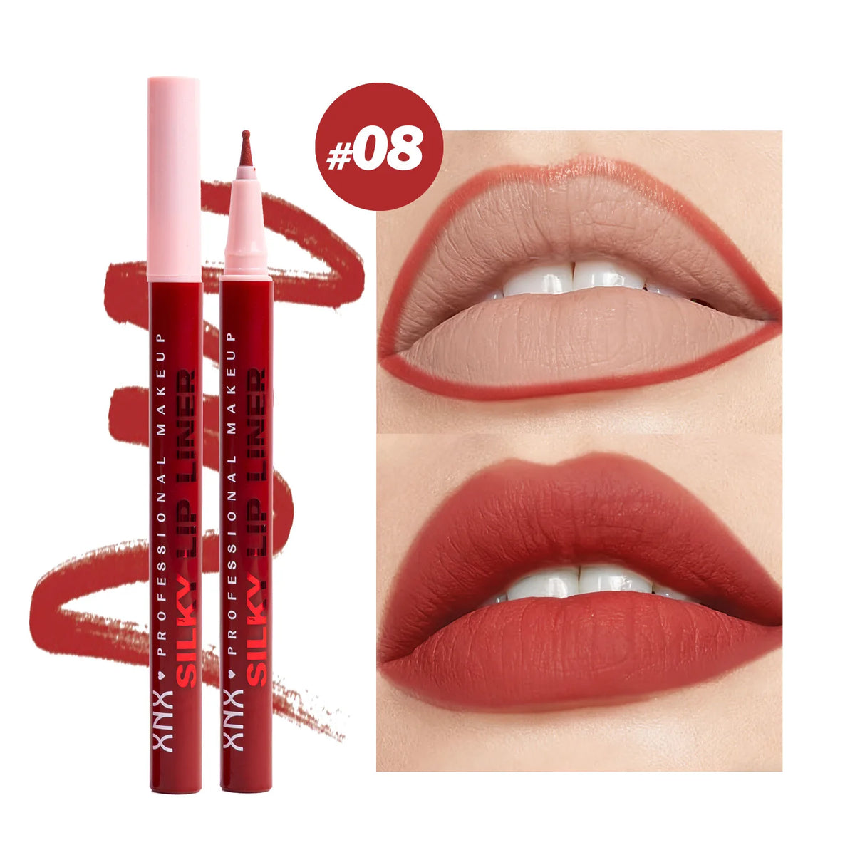 Waterproof Matte Lip Liner Pencil | Nude Pink Brown Long-Lasting Lip Liner Pencil QXL 8