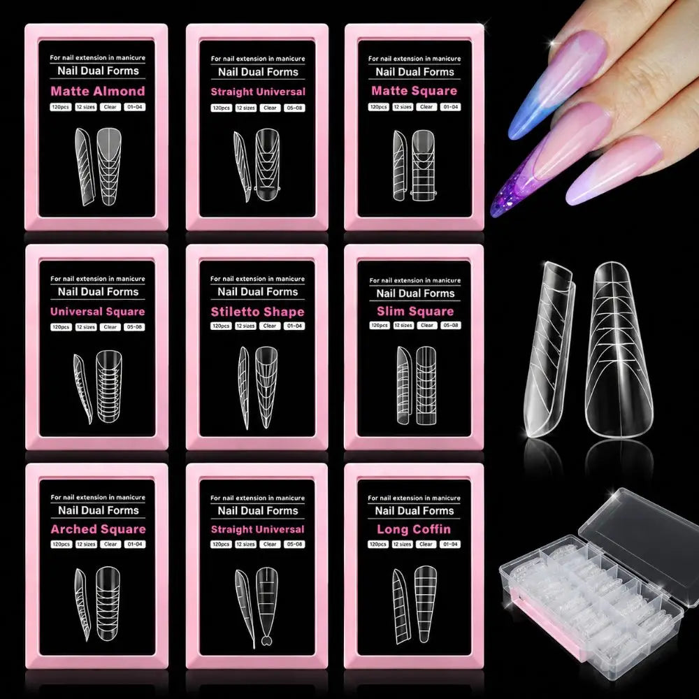 French Nail Molds Coffin Square Almond | 12 Sizes Full Cover Nail Art Molds QXL