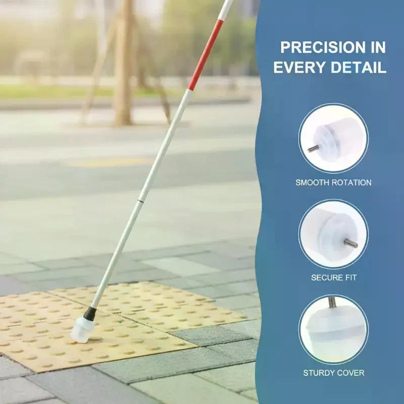 Rolling Ball White Cane Tip | Adjustable Walking Stick Tip Cane Tip Accessory QXL
