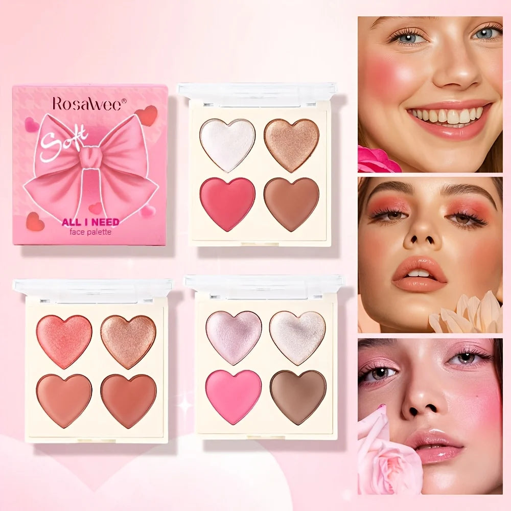 Baked Powder Palette – Contour, Highlighter & Blush Heart Design Baked Powder Palette QXL