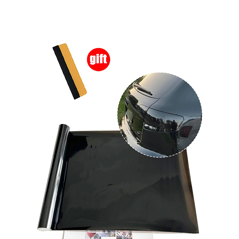 Black Smoke PVC Headlight Tint Wrap Film | 30×100cm Car Vinyl Headlight Tint Film QXL Deep Black 30X150cm
